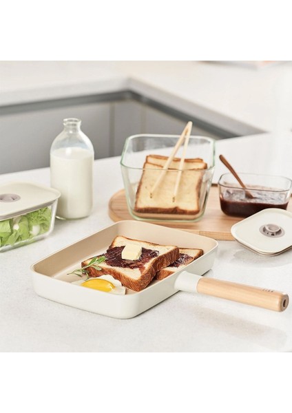 Fika Dikdörtgen Tava 29CM Cam Kapaklı, Bej