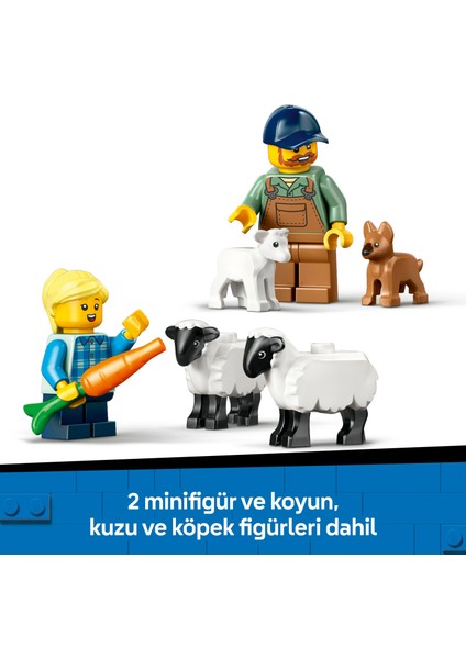 ® City Römorklu Kırmızı Çiftlik Traktörü ve Koyun 60461 - 4 Yaş & Üzeri Çocuklar için Yaratıcı Oyuncak Yapım Seti (116 Parça)