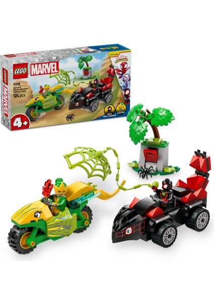® Marvel Spin ve Electro Dinozor Aracı Takibi 11198 - 4 Yaş & Üzeri Çocuklar için Yaratıcı Oyuncak Yapım Seti (124 Parça)