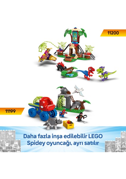 ® Marvel Spin ve Electro Dinozor Aracı Takibi 11198 - 4 Yaş & Üzeri Çocuklar için Yaratıcı Oyuncak Yapım Seti (124 Parça)