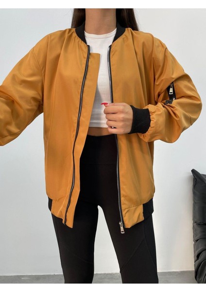 Unisex Siyah Oversize Bomber Ceket