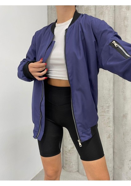 Unisex Siyah Oversize Bomber Ceket