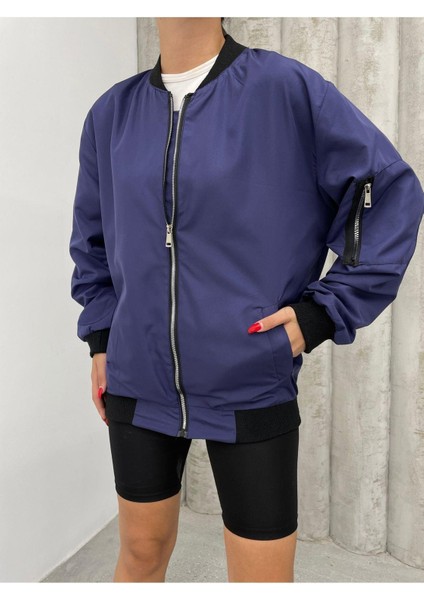 Unisex Siyah Oversize Bomber Ceket
