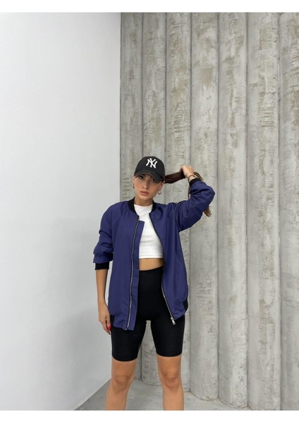 Unisex Siyah Oversize Bomber Ceket
