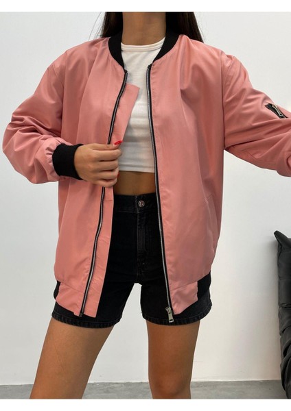 Unisex Siyah Oversize Bomber Ceket