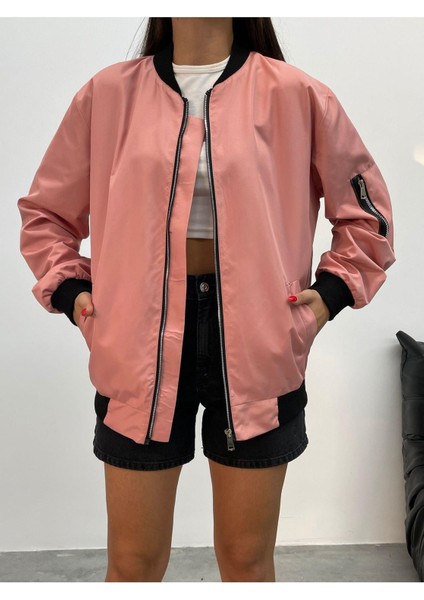 Unisex Siyah Oversize Bomber Ceket