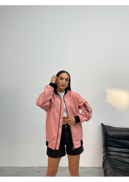 Unisex Siyah Oversize Bomber Ceket