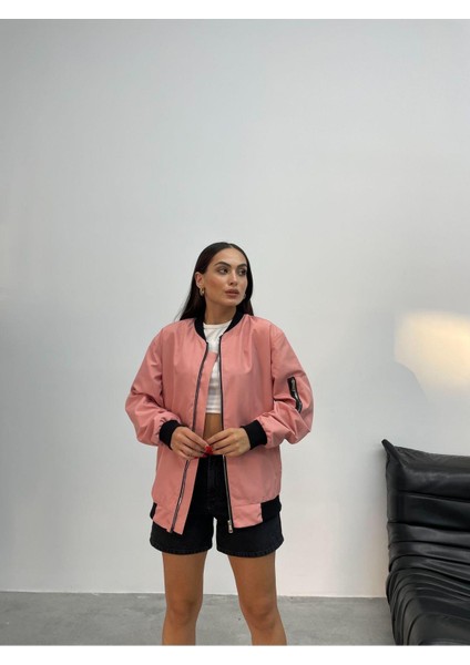 Unisex Siyah Oversize Bomber Ceket