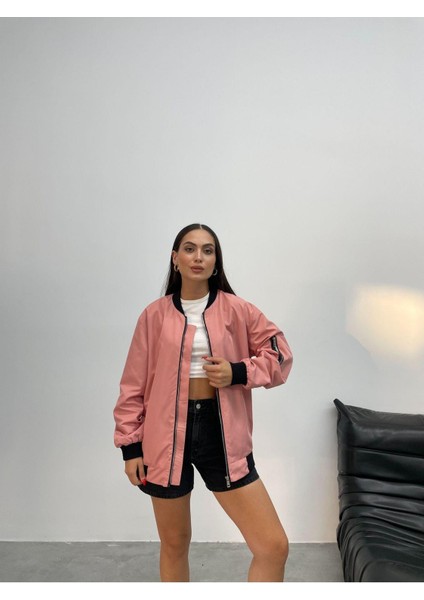 Unisex Siyah Oversize Bomber Ceket