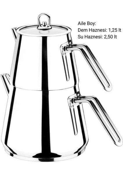 Şık Metal Orta Çaydanlık 8 Cm, Paslanmaz Çelik, Piramit Elit Tasarım, Metalik Renk
