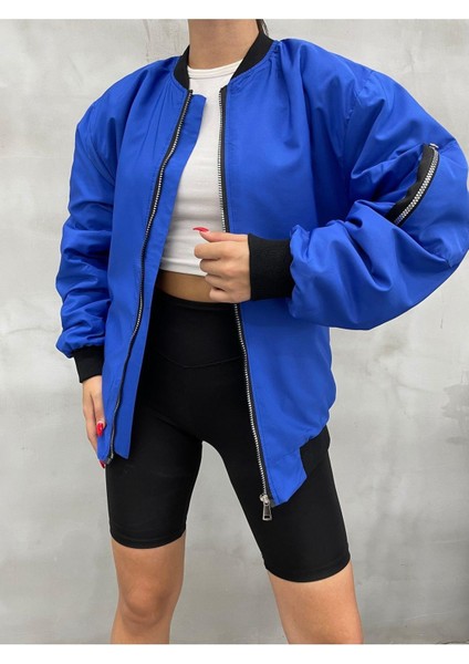 Unisex Siyah Oversize Bomber Ceket