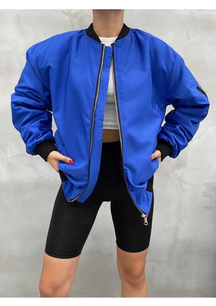 Unisex Siyah Oversize Bomber Ceket
