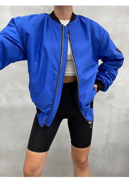 Unisex Siyah Oversize Bomber Ceket