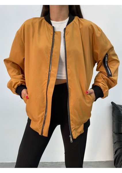 Unisex Siyah Oversize Bomber Ceket
