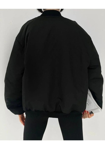 Unisex Siyah Oversize Bomber Ceket indirimleri
