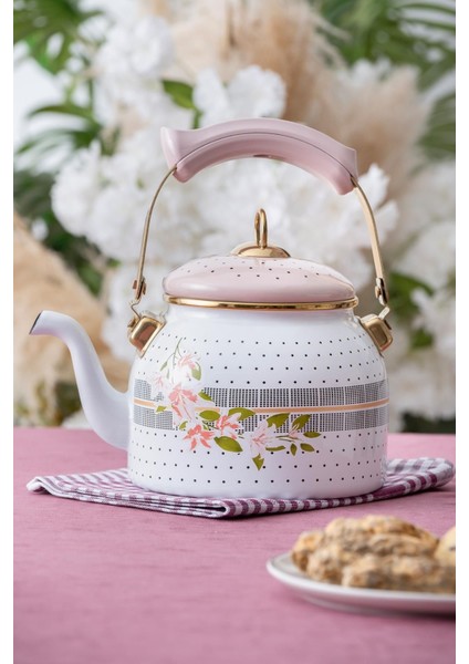 Renkli Çiçekli Demlik 2250 ml, Estetik ve Kullanışlı Emaye Çay Takımı