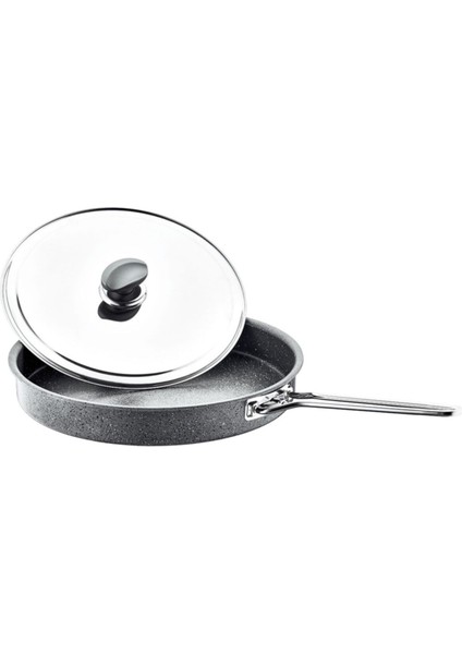 Oms 3222.07.07 34*5 cm / 4,0 Lt. Granit Balık Tava Çelik Kapaklı Gri