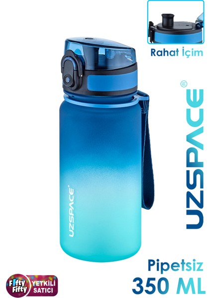 350 ml Pipetsiz Çift Renk Softtouch Tritan Çocuk Su Matarası -FFCOL350MLUZS