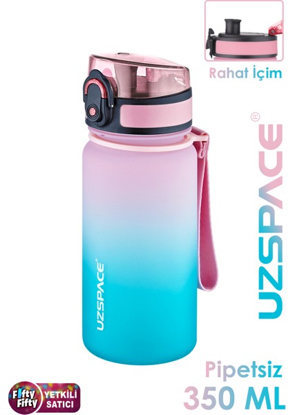 350 ml Pipetsiz Çift Renk Softtouch Tritan Çocuk Su Matarası -FFCOL350MLUZS