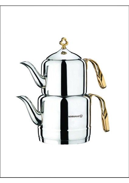 Altın renkli paslanmaz çelik şık çaydanlık takımı, modern ve dayanıklı tasarım