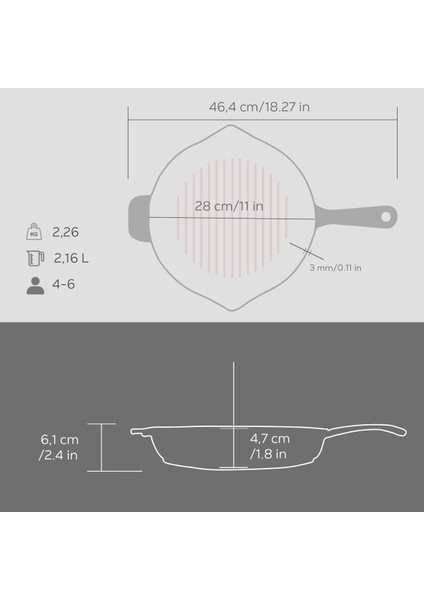 Döküm Yuvarlak Izgara Tavası Döküm Demir Yekpare Saplı Premium Serisi. ÇAP(Ø)28CM. indirimleri