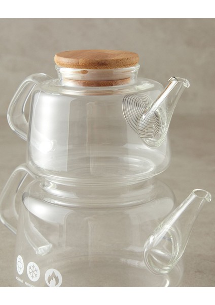 Şeffaf borosilikat cam çaydanlık, 500 ml ve 890 ml seçenekleriyle, beyaz renk fiyatları