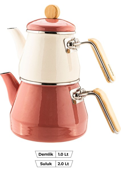 Pembe Emaye Çaydanlık Takımı, Şık ve Kullanışlı, 3,1 L modelleri