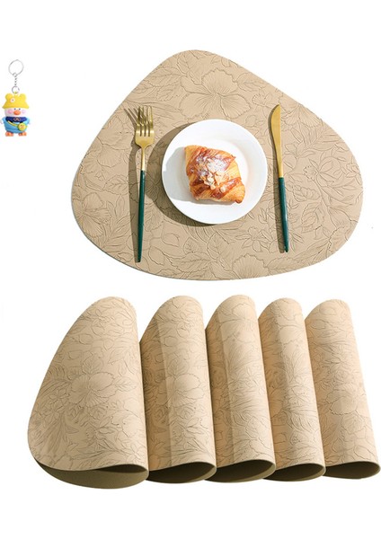 Deri Placemat Çift Taraflı Isı Yalıtım MatSebze Mat Otel Kaymaz Duygu 6 Parça (Yurt Dışından)