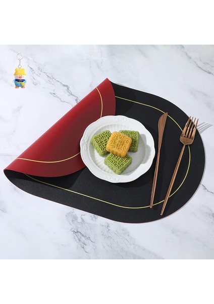 Iki Renkli Kontrast Oval Deri Placemat Isı Yalıtımlı Placemat 4 Adet (Yurt Dışından)