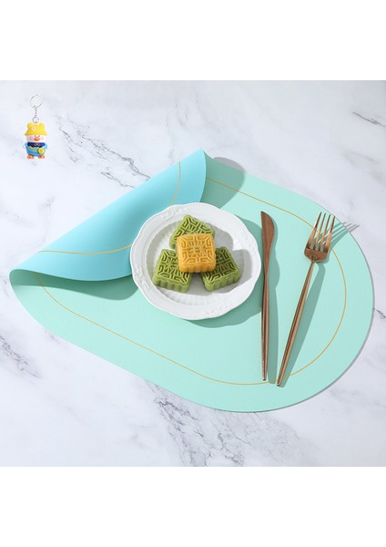 Iki Renkli Kontrast Oval Deri Placemat Isı Yalıtımlı Placemat 4 Adet (Yurt Dışından)