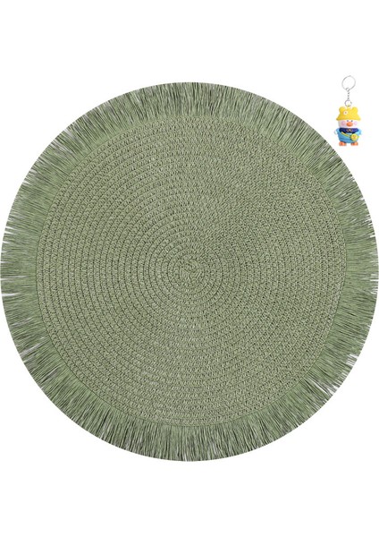 Püskül Kağıt Dokuma Placemat Düz Renkli Yuvarlak Dantel Isı Yalıtımı Placemat Düz Renkli Masa Mat Çevre Dostu Dekoratif Mat 6 Adet (Yurt Dışından)
