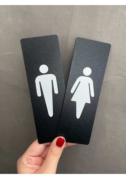 Siyah Mdf Serisi Wc Kadın&erkek Set Yönlendirme Levhası