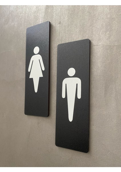 Siyah Mdf Serisi Wc Kadın&erkek Set Yönlendirme Levhası