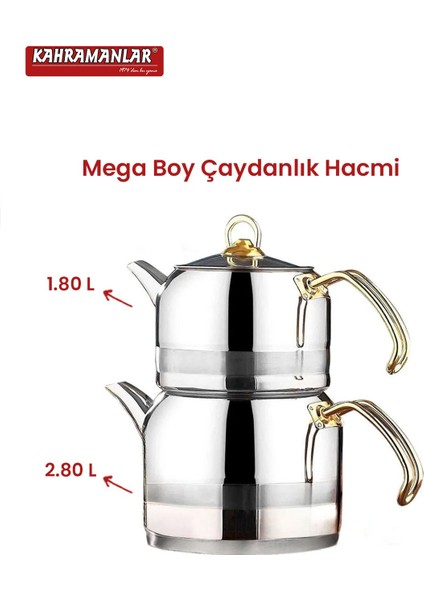 Renkli Enza Mega Gold Çaydanlık Takımı, şık ve kullanışlı çelik tasarım, 2-2.99 L fiyatları