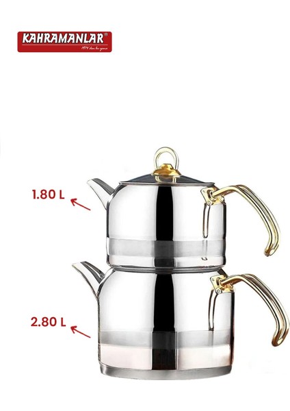 Renkli Enza Mega Gold Çaydanlık Takımı, şık ve kullanışlı çelik tasarım, 2-2.99 L fırsatları