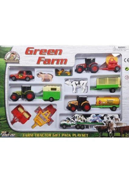 Green Farm Tarım Malzemeli Traktör Tır Hayvanlı Çiftlik Seti - 14 Parça