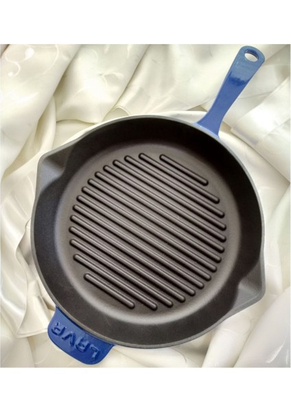 Döküm Izgara Tavası 28 cm Metal Saplı Mavi