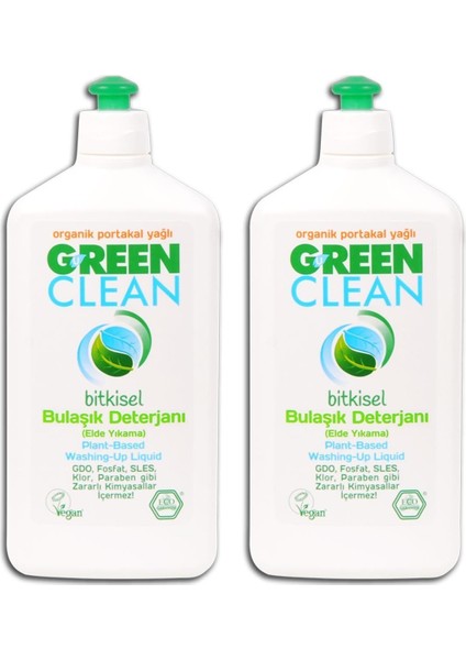 Green Clean Organik Portakal Yağlı Bitkisel Bulaşık Deterjanı 500 ml 2'li Set