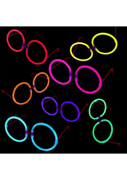 Glow Stick Parti Gözlüğü Glow Partisi Yuvarlak Şekilli Fosforlu Gözlük 6 Adet (3791)