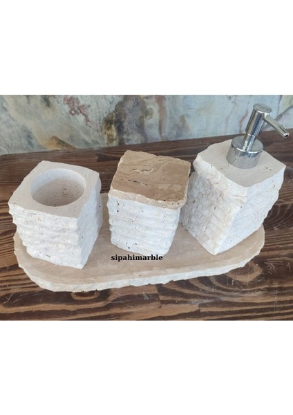 Traverten 4/lü Lüx Banyo Seti