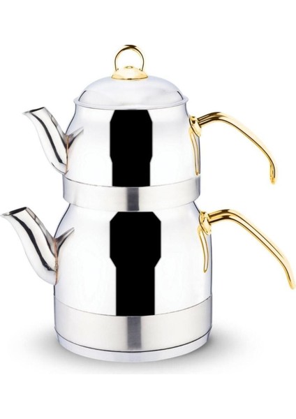 Paslanmaz Çelik Çaydanlık, Metalik Renk, Kendinden Süzgeçli, Dayanıklı ve Şık Tasarım fiyatları