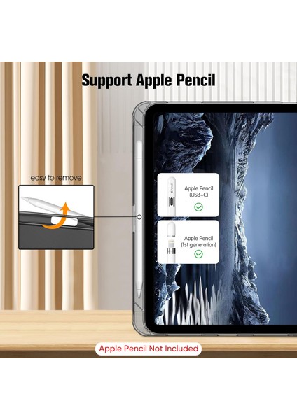 Apple iPad 11.nesil A16 2025/10. Nesil 2022 Kılıf Flip Cover Kalem Bölmeli Akıllı Uyku Modlu Standlı Kapaklı Arkası Renkli Pc Case