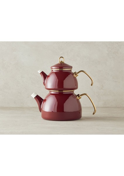 Bordo Emaye Çaydanlık, şık ve dayanıklı tasarım, 1,1 L hacim