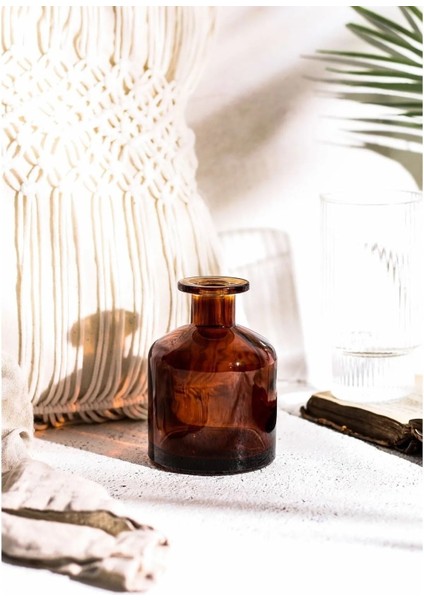 1 Adet Dekoratif Modern Amber Rengi Silindir Vazo Kavanoz 150ML (Y:10 G:6,5)