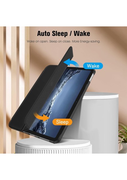 Apple iPad A16 11. Nesil 2025 Uyumlu Kılıf Akıllı Smart Uyku Modlu Pen Kalem Bölmeli Standlı A3354 A3355 modelleri