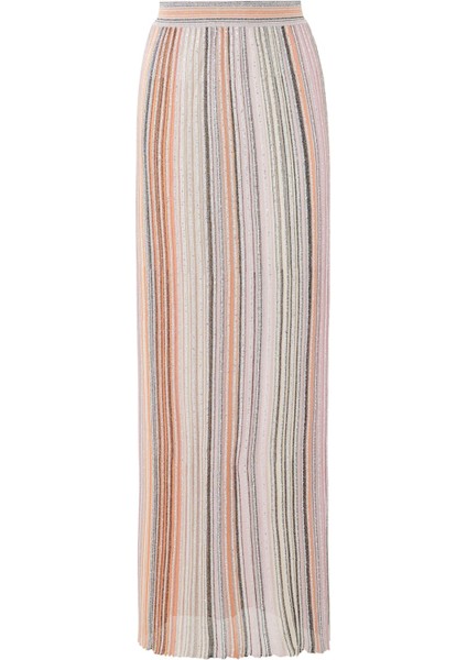 Simli Triko Maxi Etek - Pembe