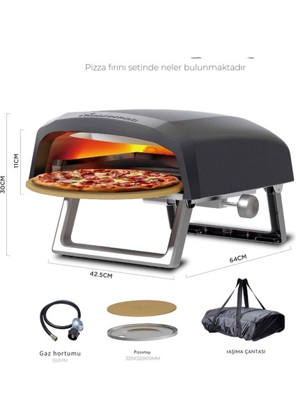 Napoli Taşınabilir Gazlı Pizza Fırını 500°C’YE Kadar Isı 60 Saniyede Pizza Taşıma Çantalı modelleri