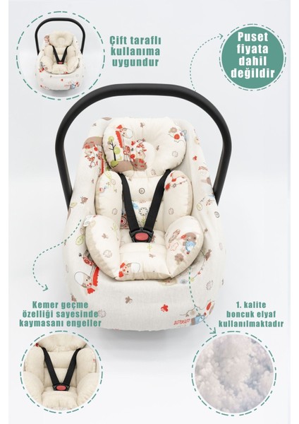 Ortopedik Puset Minderi, Örtü ve Çarşaf 3' Lü Set, Askı Stil, Animal Serisi modelleri