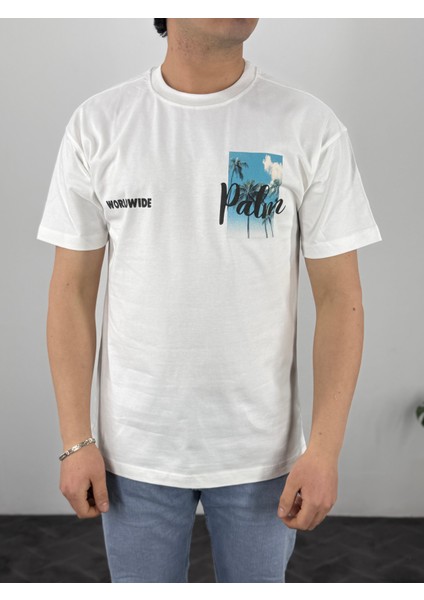 Sırt ve Gösüs Baskılı Loose Fit T-Shirt