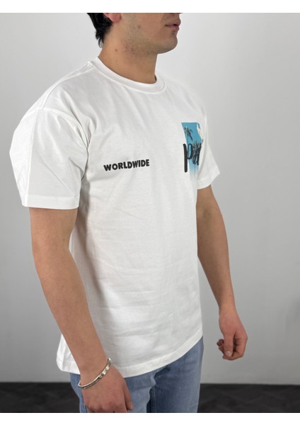 Sırt ve Gösüs Baskılı Loose Fit T-Shirt